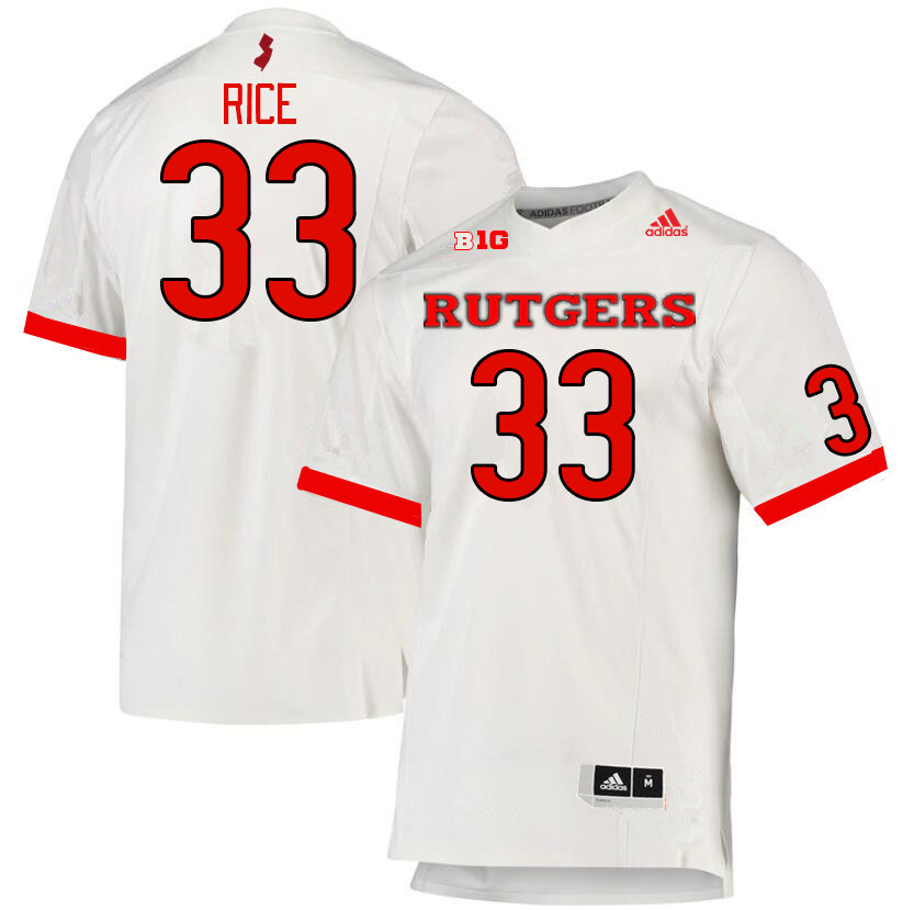 Men #33 Lance Rice Rutgers Scarlet Knights College Football Jerseys Stitched Sale-White - Click Image to Close